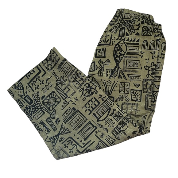 Chico's Green Capris with Aztec Print, Silk & Linen - Picture 2 of 6